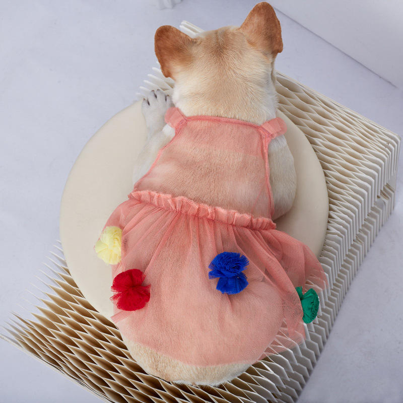 Summer Ball Mesh Gauze Skirt Dog Pompous Skirt Suspenders Skirt