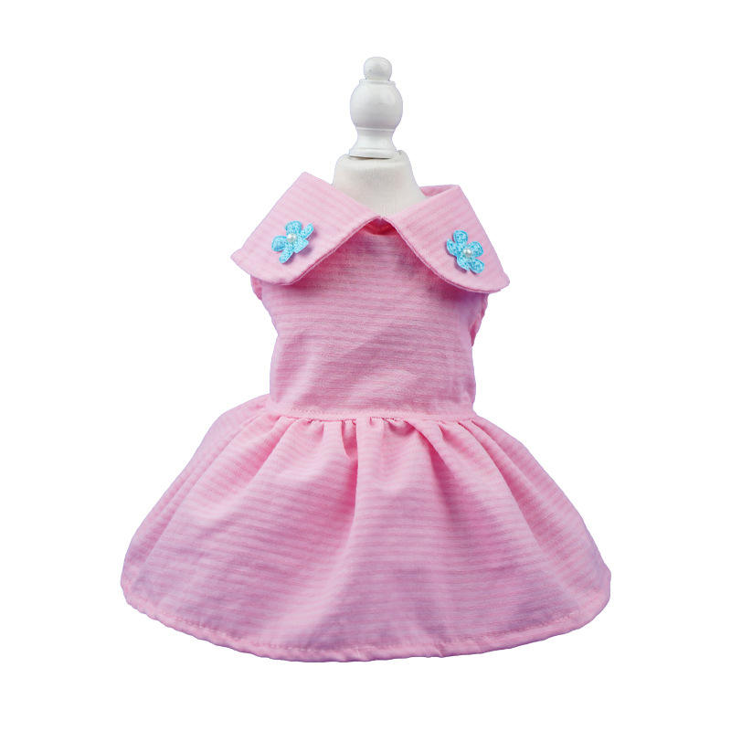 Summer Thin Pet Clothes Comfortable Breathable Solid Color Striped Dress