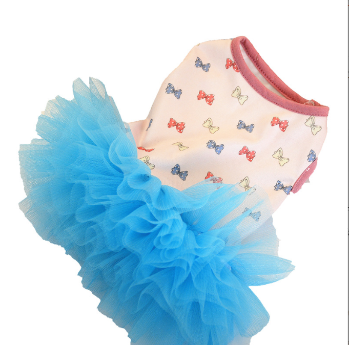 Princess Style Dog Summer Skirt Thin Mesh Skirt Summer Two-legged Dress