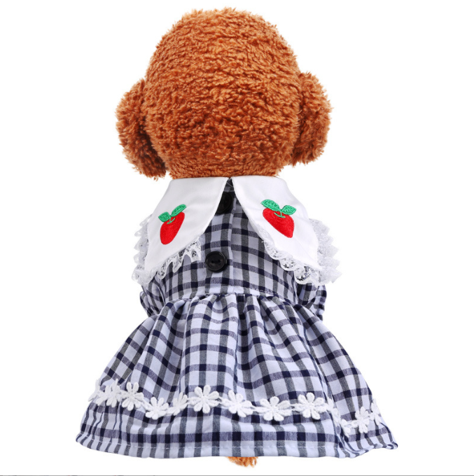 Black And White Checked Princess Lace Pet Clothes In Stock Summer Dog Dress Pet Dog Clothes