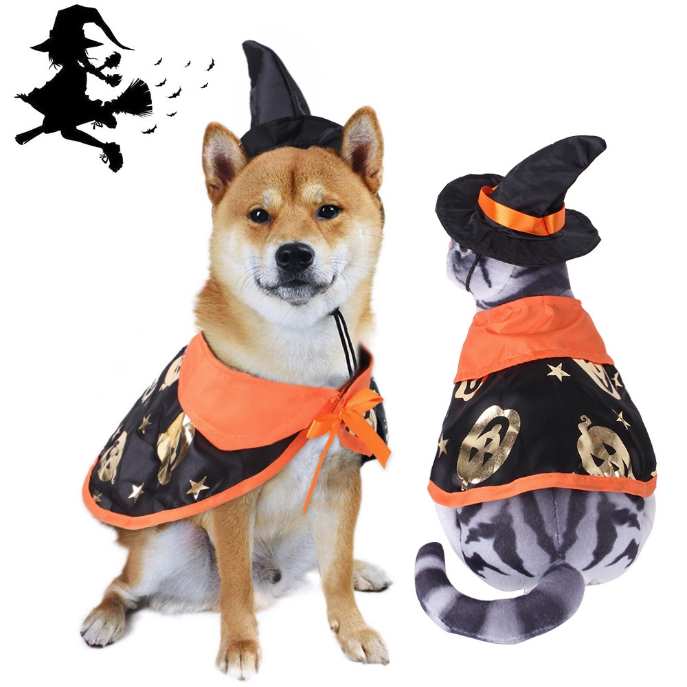 New Released Halloween Set Hat Cloak Pet Decorations Comfortable Warm Cosplay Pet Clothes