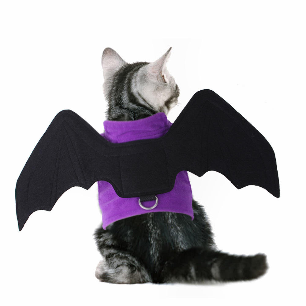 Latest Style Halloween Pet Clothes Bat Shape With Bell Comfortable Warm Party Cosplay Pet Clothes