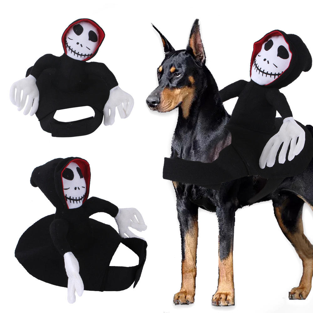Hot Sale Halloween Skull-faced Shape Riding Clothes Pet Decorations Party Creative Cosplay Pet Clothes