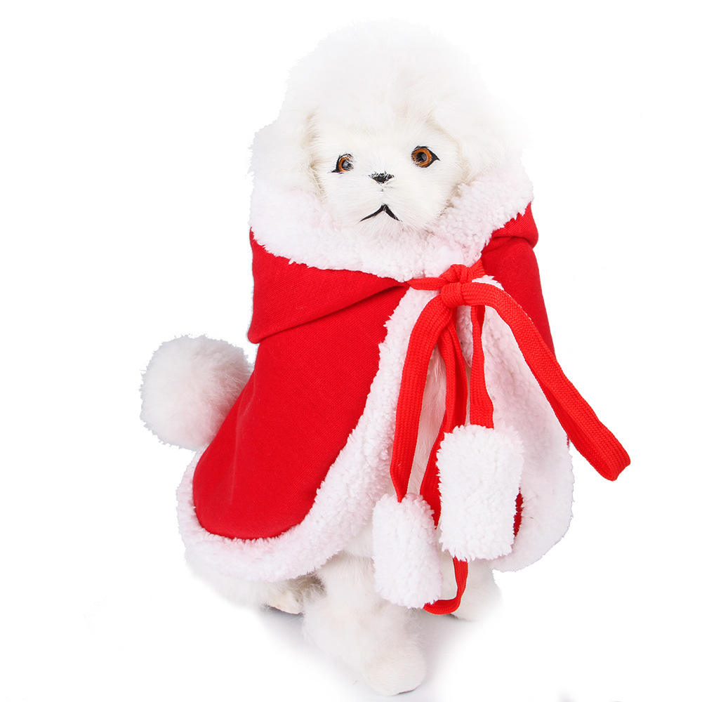 Creative Christmas Pet Clothes Cat Cloak Christmas Hat Shape Warm Comfortable Ajustable
