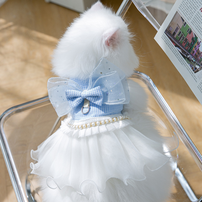 Cat Spring/summer Princess Bow Skirt Bipedal Dress Skirt Pet Cat Dress