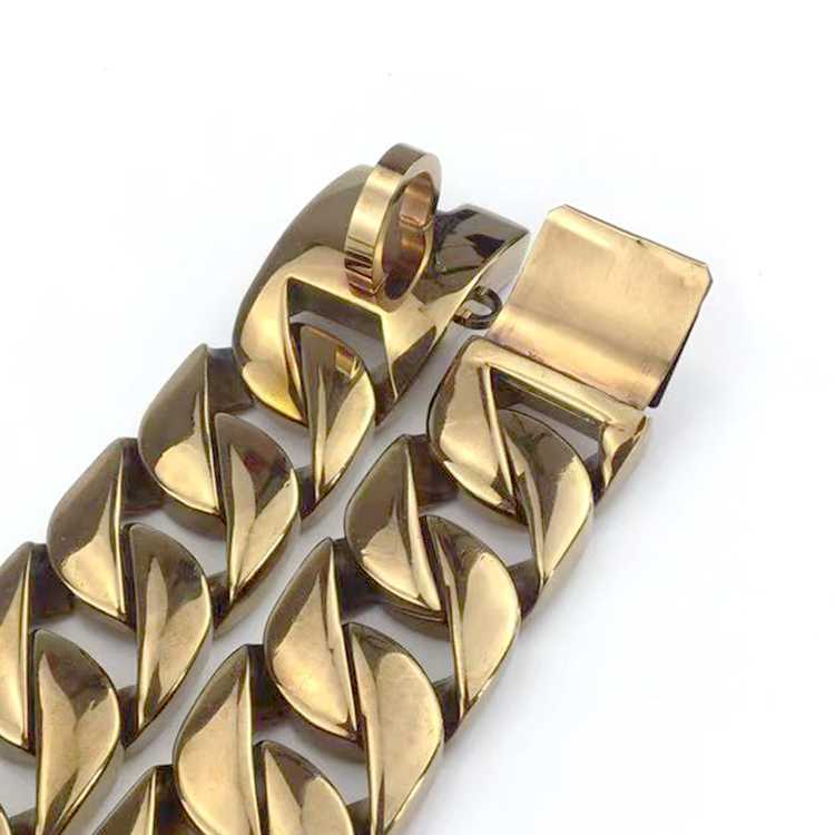 32MM Gold Chain Stainless Steel Dog Collar Necklace Blank Cuban Link Pet Collars Metal Buckles