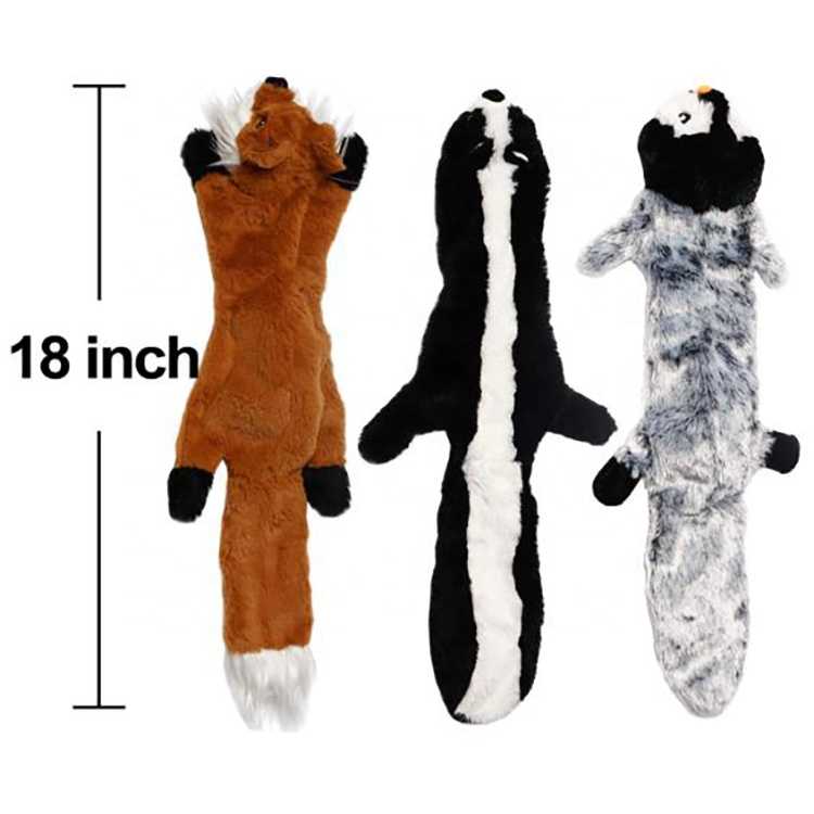 4 Pack Durable Stuffingless Plush Squeaky Dog Chew Toy Set No Stuffing Dog Toys With Squeakers