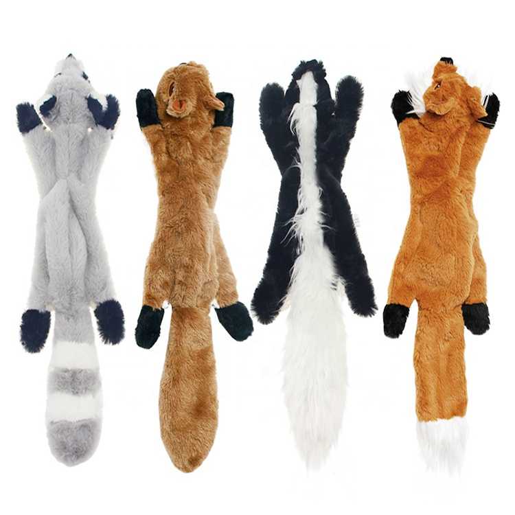 4 Pack Durable Stuffingless Plush Squeaky Dog Chew Toy Set No Stuffing Dog Toys With Squeakers