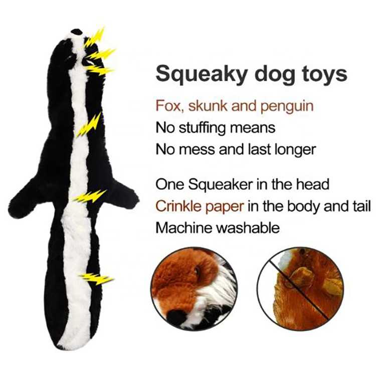 4 Pack Durable Stuffingless Plush Squeaky Dog Chew Toy Set No Stuffing Dog Toys With Squeakers