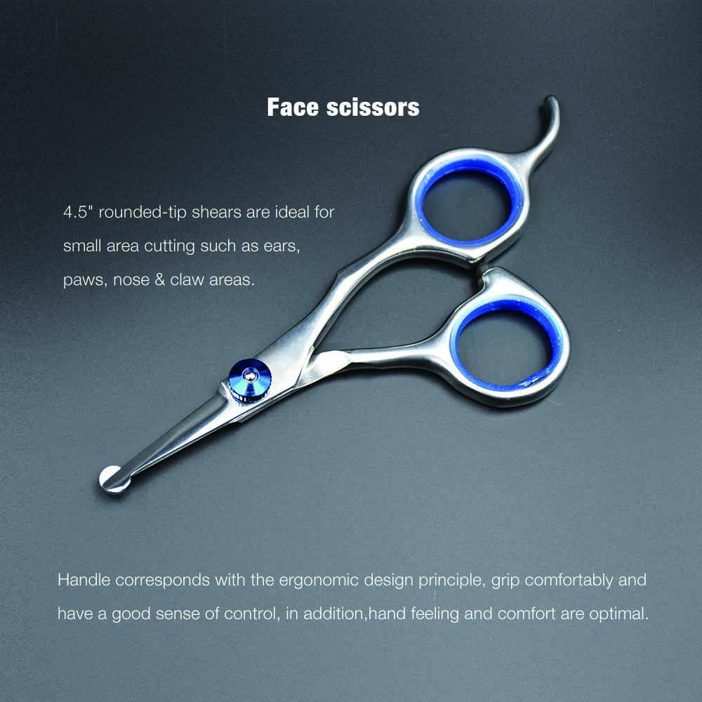 5 Pieces Pet Curved Straight Thinning Face Shears Hair Grooming Scissor Kit Dogs Cats