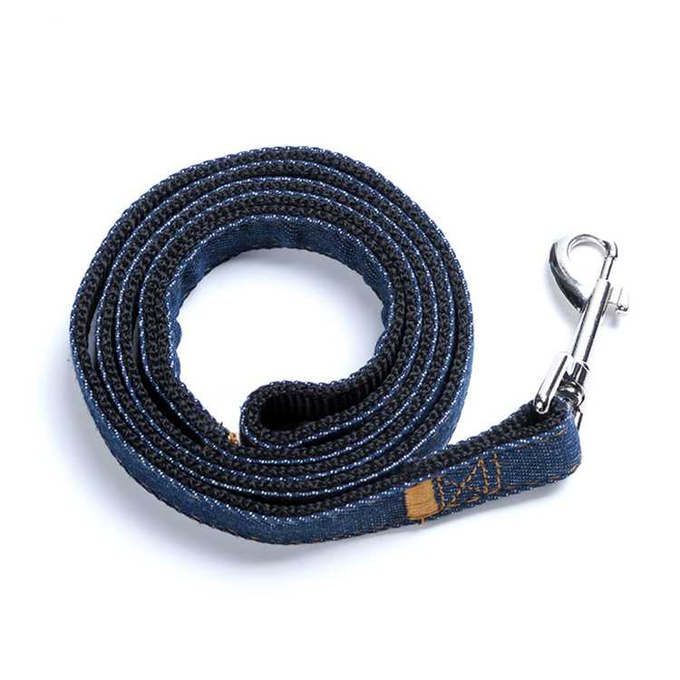 AZB138 Ready To Ship Dog Pet Supplies Supplier Retractable Puppy Dog Collar Leash Set Denim Jeans Rope Puppy Dog Leash