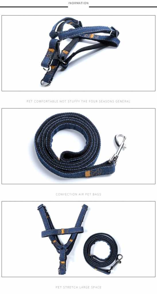 AZB138 Ready To Ship Dog Pet Supplies Supplier Retractable Puppy Dog Collar Leash Set Denim Jeans Rope Puppy Dog Leash