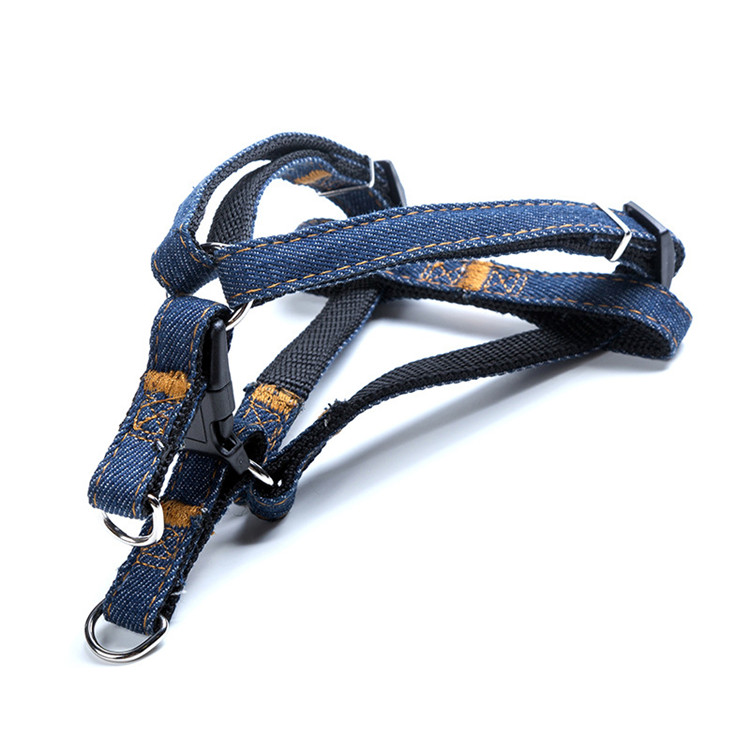 AZB138 Ready To Ship Dog Pet Supplies Supplier Retractable Puppy Dog Collar Leash Set Denim Jeans Rope Puppy Dog Leash