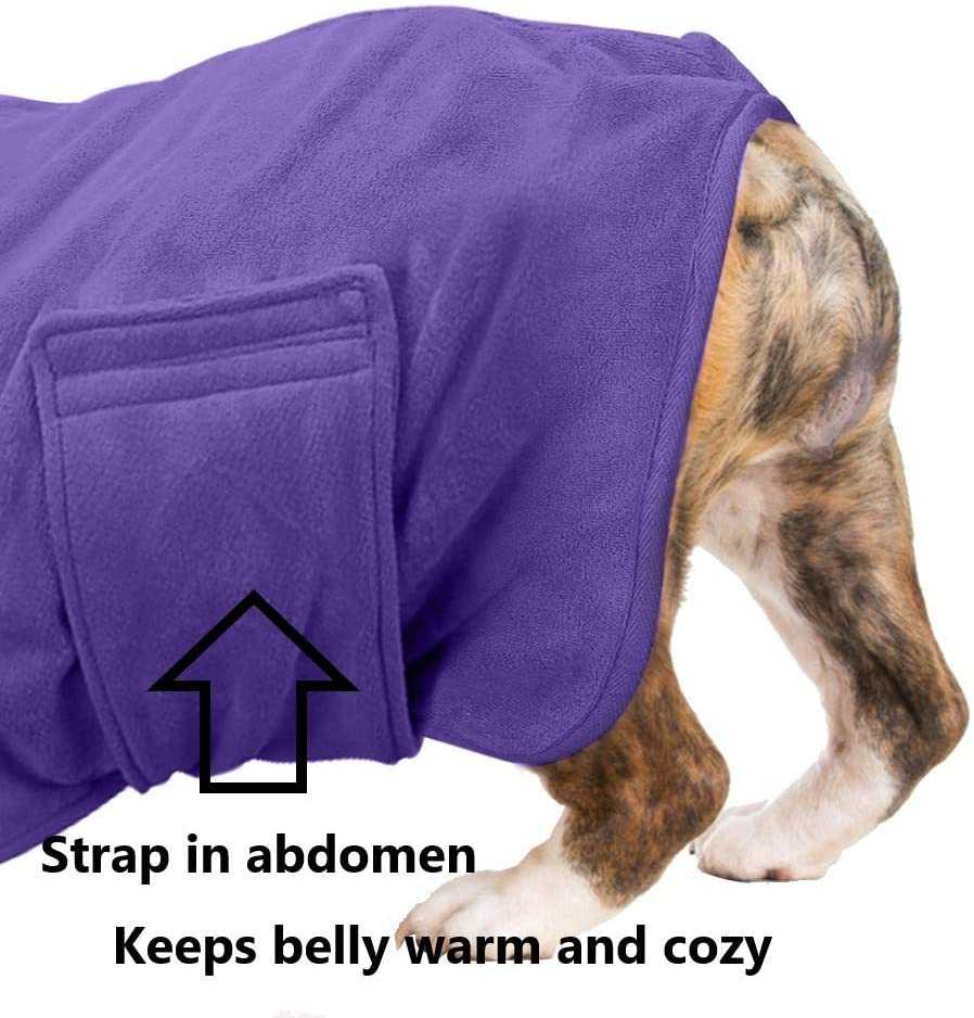 Absorb Moisture Quickly Puppy Towelling Bathing Accessories Adjustable Collar Waist Dog Drying Coat Robe Towel