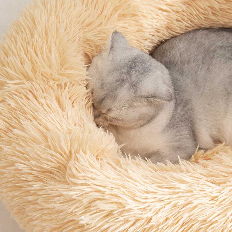 Accessories Calming Pet Bed Donut Self Warming Indoor Round Pet Bed With Removable Cushion