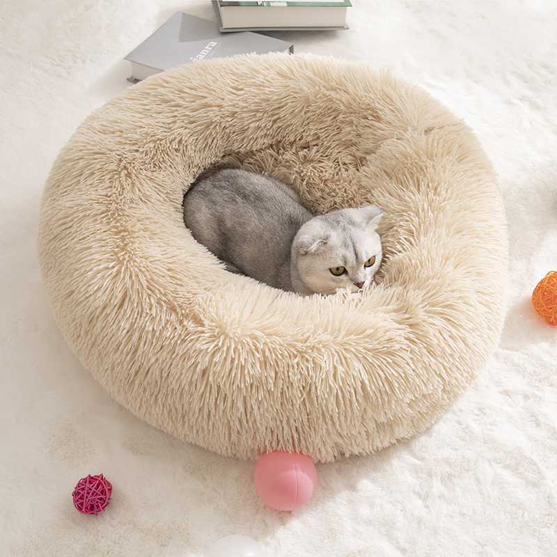 Accessories Calming Pet Bed Donut Self Warming Indoor Round Pet Bed With Removable Cushion