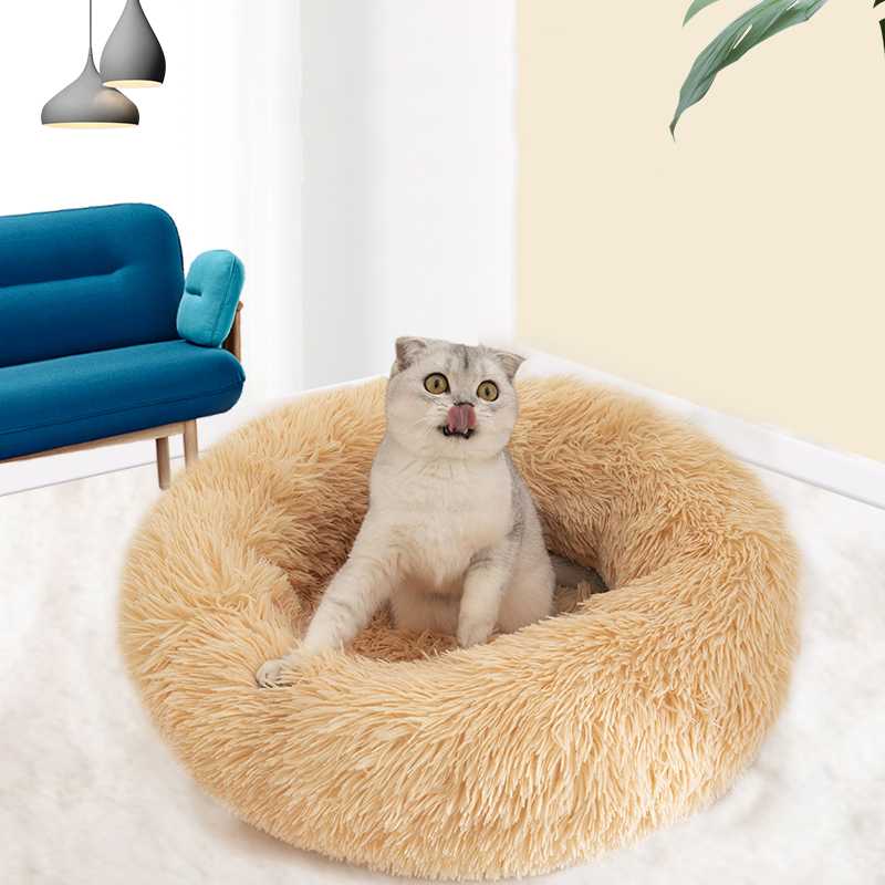 Accessories Calming Pet Bed Donut Self Warming Indoor Round Pet Bed With Removable Cushion