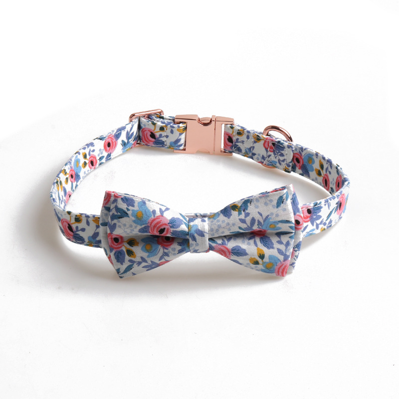 Adjustable Dog Collar Buckle Bowknot Pet Bowknot Dog Collar Rose Gold Full Metal Polyester COLLARS Small Animals Travel