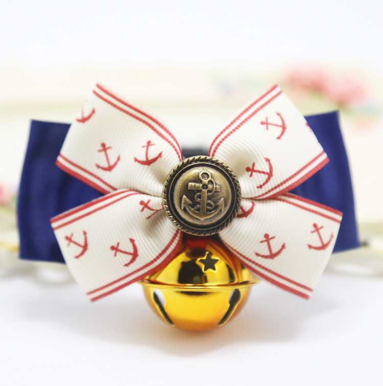 Adjustable Leather Bow Tie Shape Pet Dog Cat Collar With Big Bell