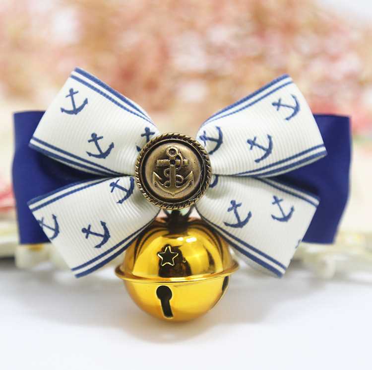 Adjustable Leather Bow Tie Shape Pet Dog Cat Collar With Big Bell