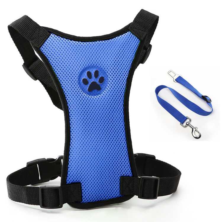 Adjustable Multifunctional Safety Vehicle Dog Car Seat Double Layer Net Cloth Harness Safe Pet Dog Seat Belt Set