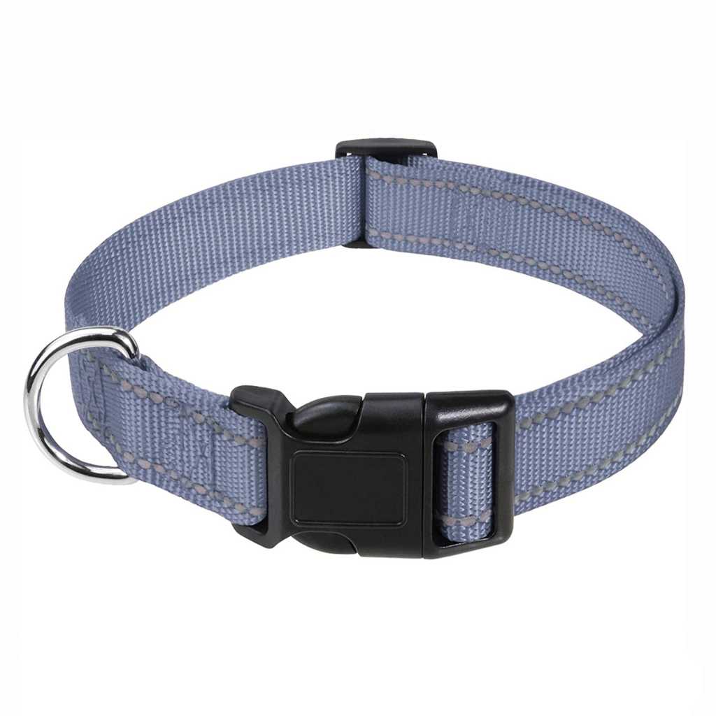 Adjustable Solid Colors Dog Collars Reflective Nylon Dog Collar With Quick Release Buckle