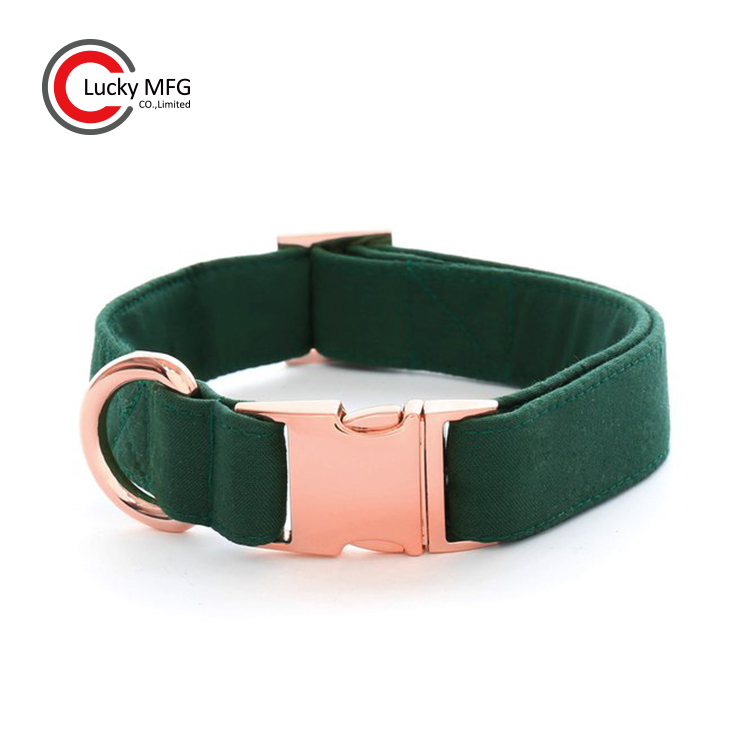 Adjustable Strong Pet Dog Collar With Quick Side Release Engraved Metal Buckle Rose Gold