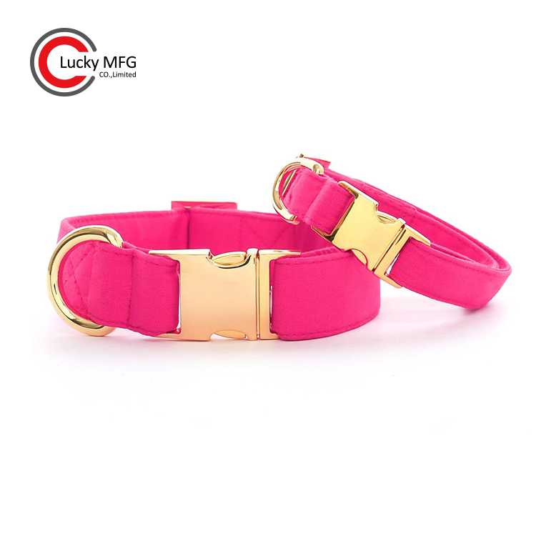 Adjustable Strong Pet Dog Collar With Quick Side Release Engraved Metal Buckle Rose Gold