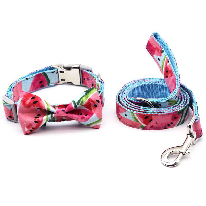 Amazon Metal Buckle Quick Release Bowknot Red Plaid Cute Pet Dog Leash Set