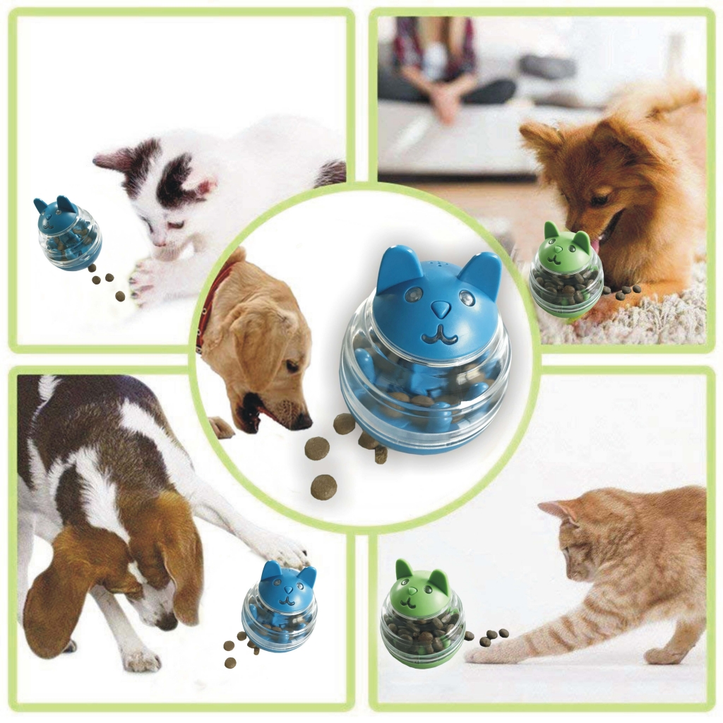 Amazon Top Seller Food Dispensing Ball Cat Toy Interactive Pet Slow Feeding IQ Treat Dispenser Ball Tumbler Dog Toy