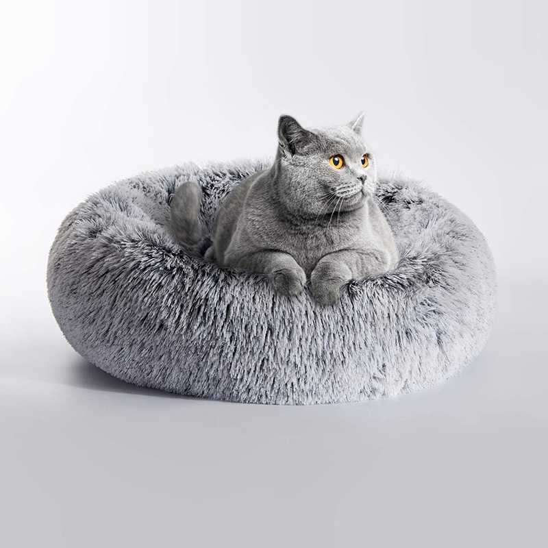 Anti Anxiety Comfy Calming Pet Bed Cozy Large Fluffy Dog Bed Washable Custom Round Cats