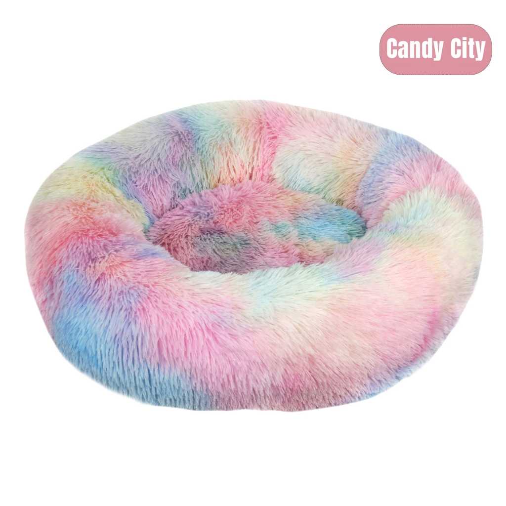 Anti Anxiety Comfy Calming Pet Bed Cozy Large Fluffy Dog Bed Washable Custom Round Cats