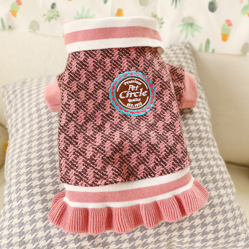 Assorted Colors Pattern Polyester Cotton Material Winter Dog Skirt Clothes