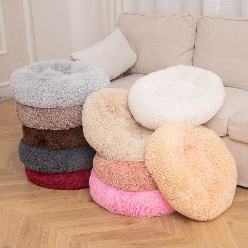 Beds Cute Fluffy Plush Comfy Calming Manufacturing Couch Solid Washable Round Pet Bed