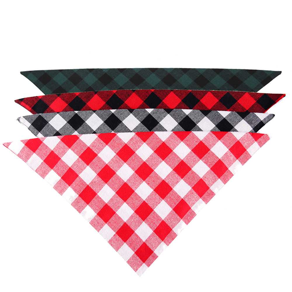 Big Dog Bandana Pet Grooming Accessories Square Triangle Dog Bandana Scarf Plaid Pet Neck Collar Pet Triangle Scarf Fabric