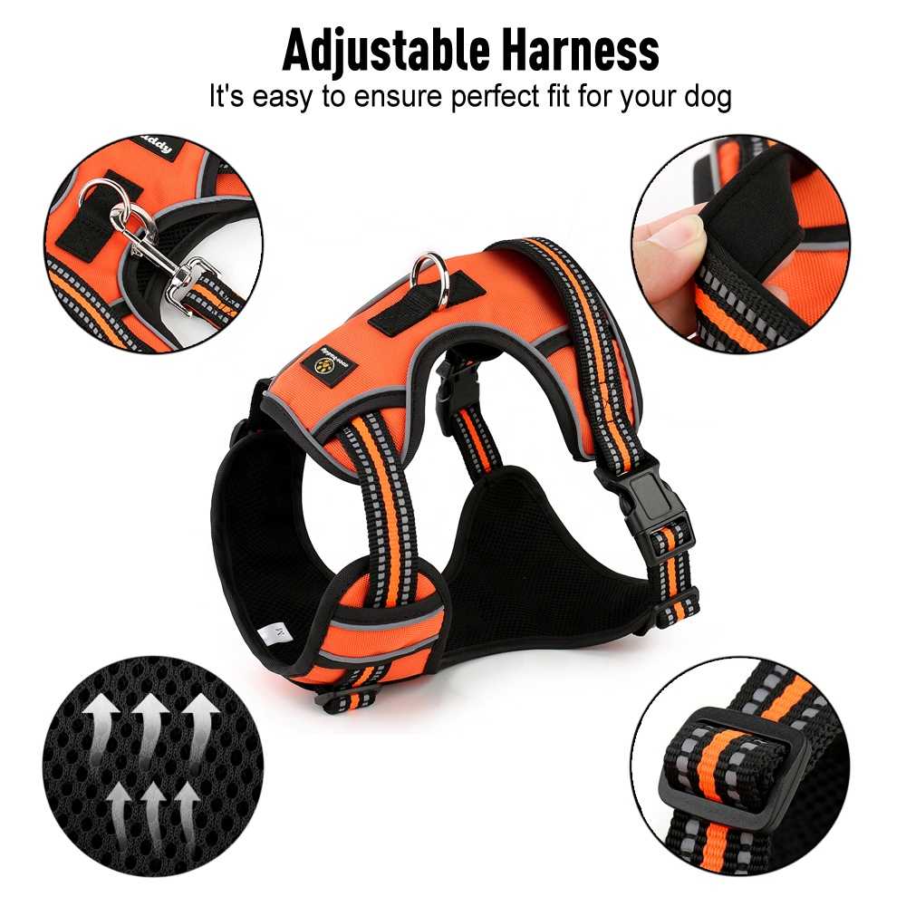 Big Dog Harness No Pull Pet Reflective Oxford Vest Soft Breathable Mesh Padded No Pull Dog Harness Small Medium Large Dogs