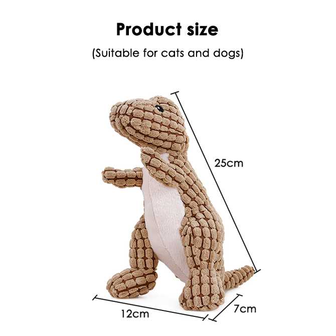 Biting Molar Plush Dinosaur Squeaky Pet Toy Interactive Toys Dogs