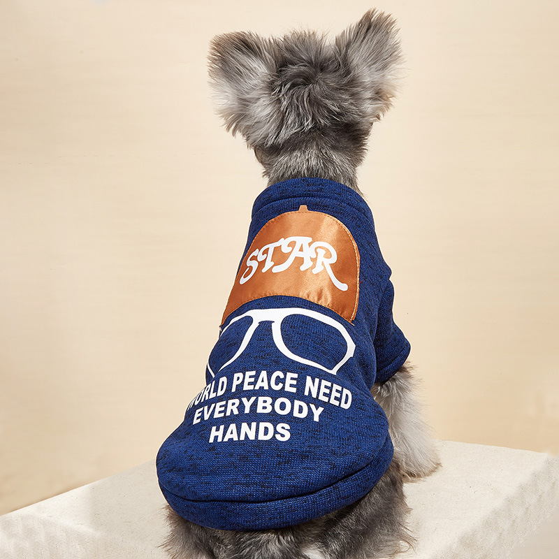 Breathable Pet Home Clothes Letter Printing Polyester Casual Autumn Sweater Dog Clothes