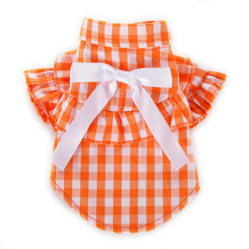 Breathable Plaid Dog Shirt Princess Skirt Thin Pet Clothing