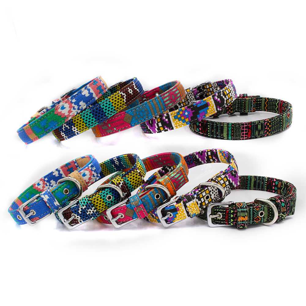 Buckle Pet Collar Printed Dog Collar Engraved Metal Doublelayer Fabric Dogs COLLARS Walk Dog Accept Customized Logo