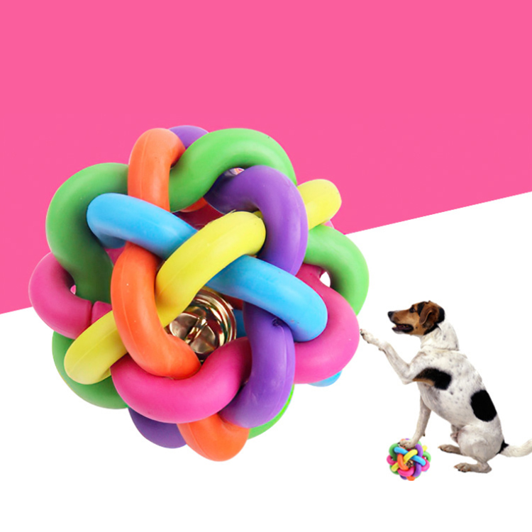 Chinese Products Pet Dogs Chew Training Rubber Rainbow Pet Toy Ball