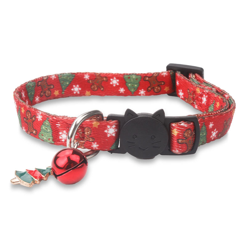 Christmas Tree Cat Collar Pet Custom With Bell Customized Cat Collar Bells Polyester