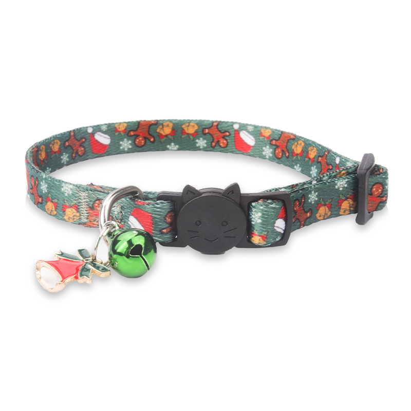 Christmas Tree Cat Collar Pet Custom With Bell Customized Cat Collar Bells Polyester