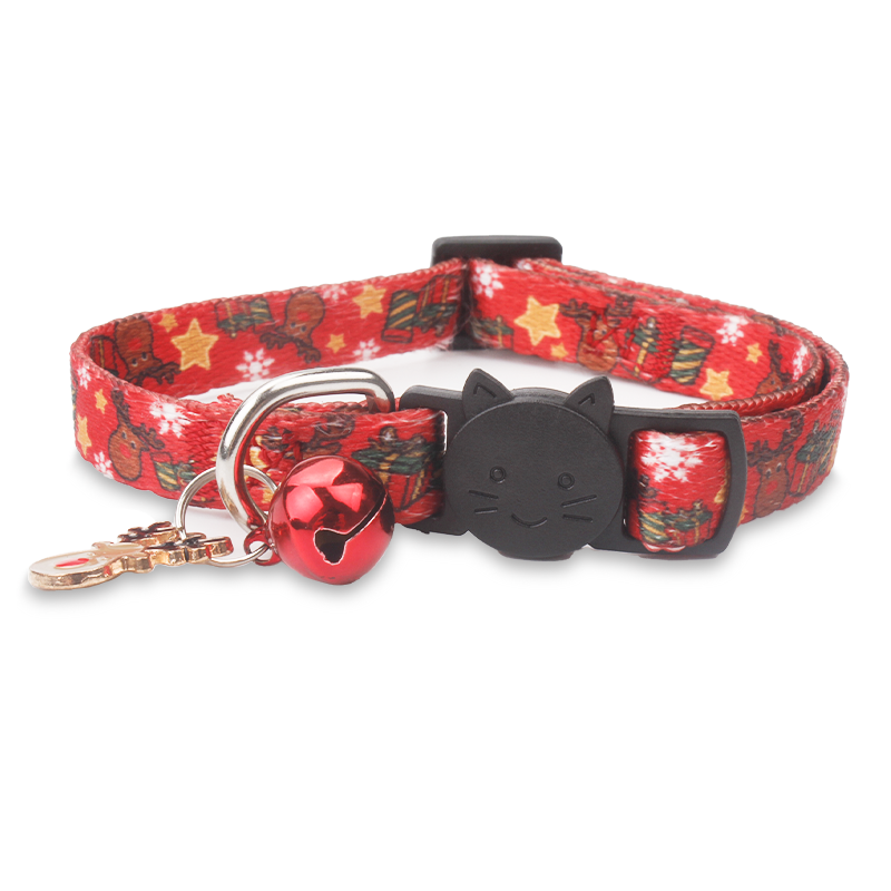 Christmas Tree Cat Collar Pet Custom With Bell Customized Cat Collar Bells Polyester