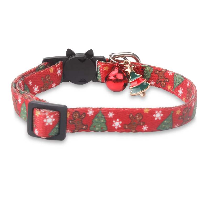 Christmas Tree Cat Collar Pet Custom With Bell Customized Cat Collar Bells Polyester