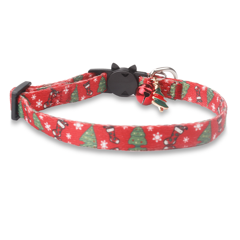 Christmas Tree Cat Collar Pet Custom With Bell Customized Cat Collar Bells Polyester