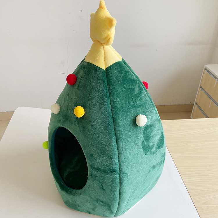 Christmas Tree Cat House Kennel Winter Warm Pet Bed House Mongolian Cat House Christmas Cave Bed