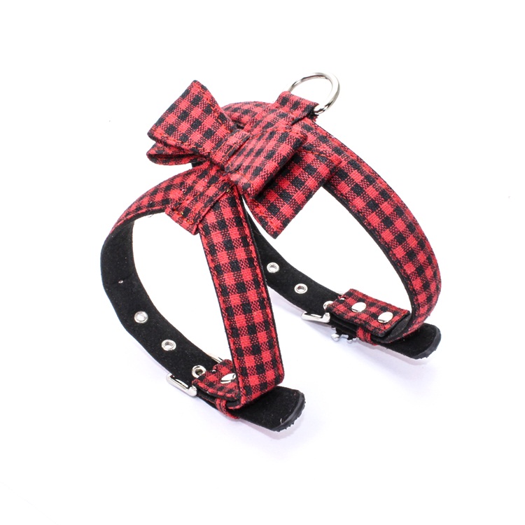 Classical Plaid Bowknot Series Dog Harness Japan Dog Harness Custom Pet Harness Adjustable