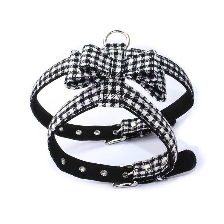 Classical Plaid Bowknot Series Dog Harness Japan Dog Harness Custom Pet Harness Adjustable