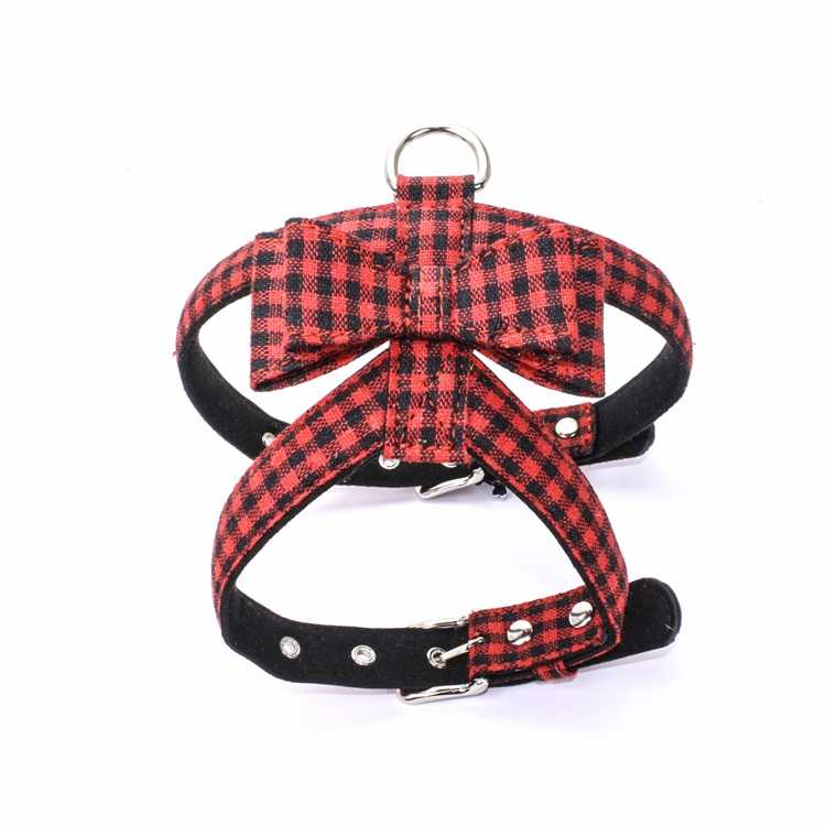 Classical Plaid Bowknot Series Dog Harness Japan Dog Harness Custom Pet Harness Adjustable